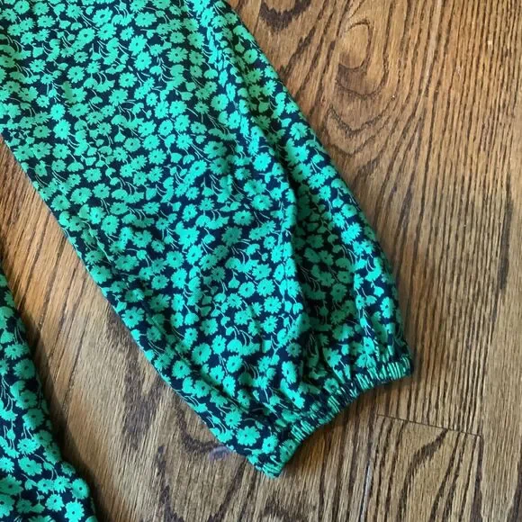 Boden Floral Dress Size 12 L Green Floral Jersey Short Balloon Sleeve Modal - Picture 4 of 9